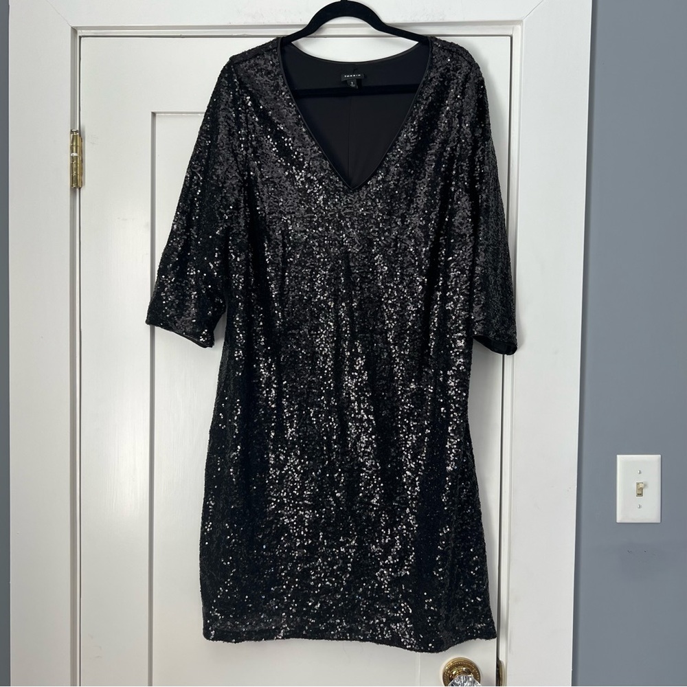 Black sequin mini dress